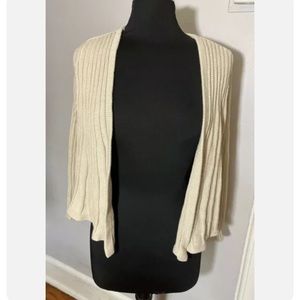 3-5 Gap cropped cardigan beige cotton blend open PM MP petite medium NWT